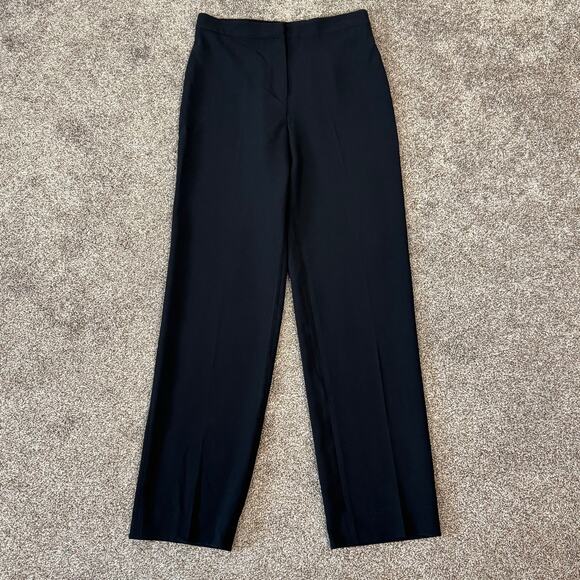 St. John Women's Size 6 Diana Straight Leg Crepe Marocain Black Pants Career - Picture 1 of 12
